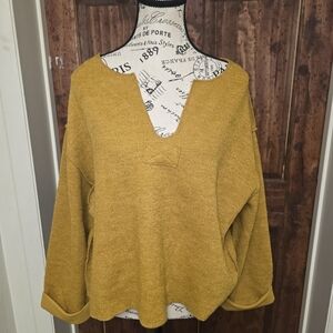 American Threads Mustard V-Neck Sweater